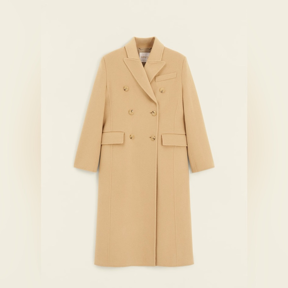 Mango Double-Breasted Handmade Virgin Wool Coat